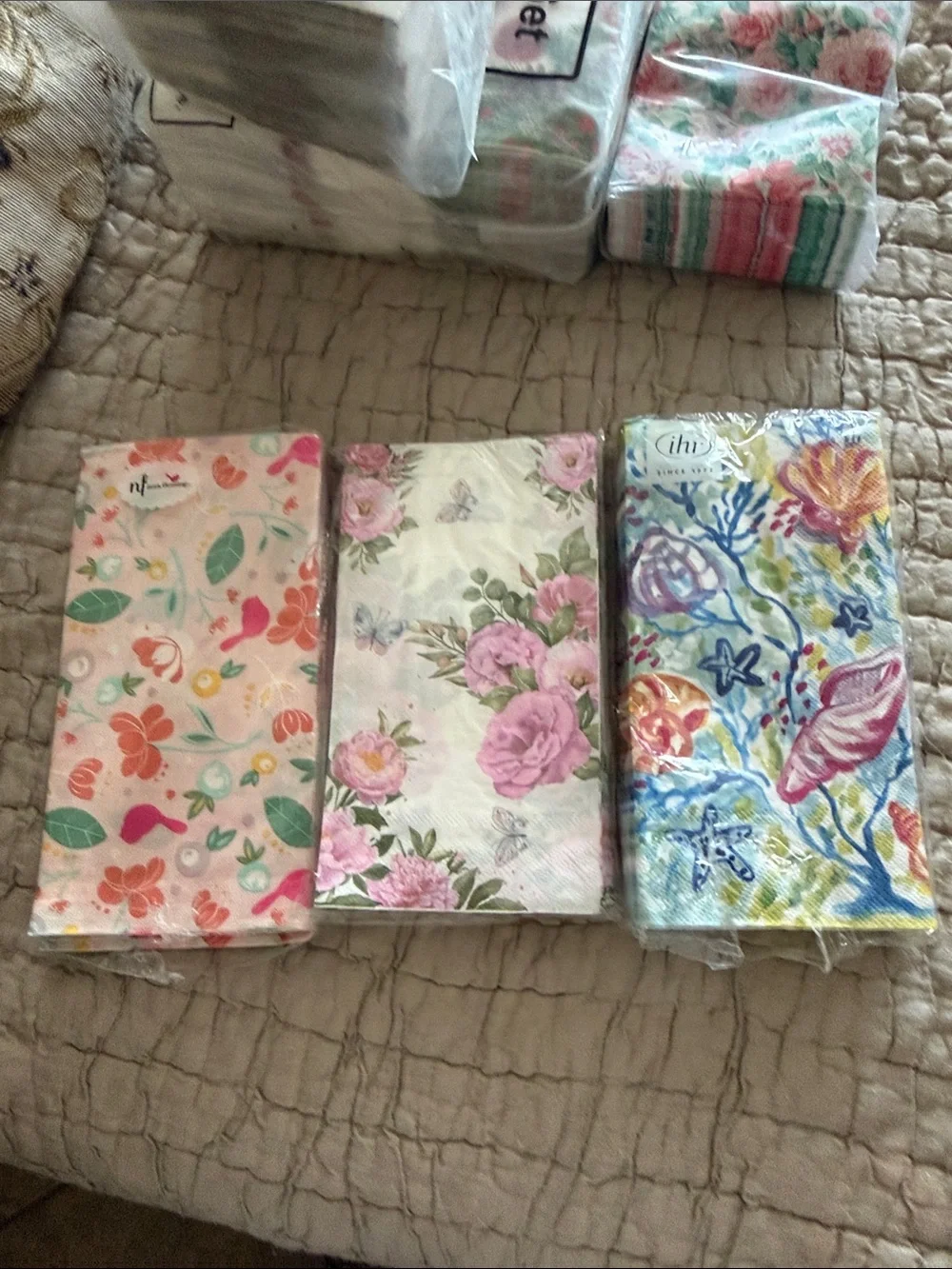 Paper napkins three different kinds